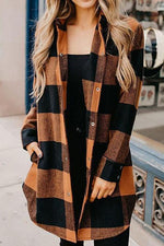 Nikkimoda Plaid Print Button Front Blouse Coat