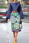 Nikkimoda Bell Sleeve Crop top and Printed Skirt Sets