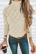 Nikkimoda Fish Scale Crochet Turtleneck Knitting Top