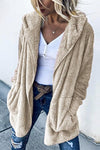 Nikkimoda Open Front Shaggy Hoodied Jacket Coat