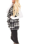 Nikkimoda Lush Sleeveless Plaid Jacket Vest with Pockets