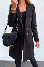 Nikkimoda Notched Lapel Double Breasted Midi Coat