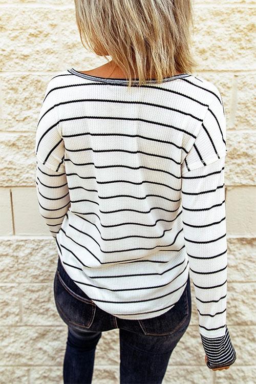 Nikkimoda Lyndi Stripes Button Knit Sweater