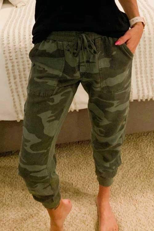 Nikkimoda Drawstring High Waist Camo Jogger