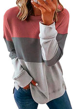 Nikkimoda Crewneck Stripes Splice Casual Top