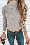 Nikkimoda Fish Scale Crochet Turtleneck Knitting Top