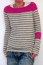 Nikkimoda Stripes Color Block Casual Sweater