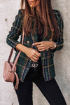 Nikkimoda Notched Lapel Double Breast Plaid Blazer