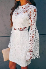 Nikkimoda Kerry Bell Sleeves Hollow Out Lace Dress