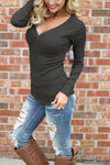 Nikkimoda V Neck Long Sleeve Basic T-shirt