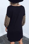 Nikkimoda Leopard Splice Flowy A-line Dress