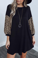 Nikkimoda Leopard Splice Flowy A-line Dress