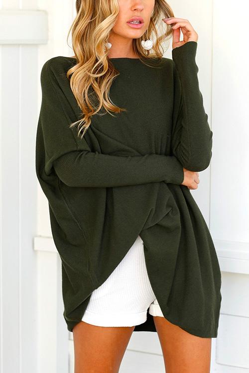 Nikkimoda Crewneck Batwing Sleeve Loose Pullovers