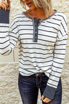 Nikkimoda Lyndi Stripes Button Knit Sweater