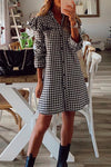 Nikkimoda Button Down Ruffle Plaid Shirt Dress