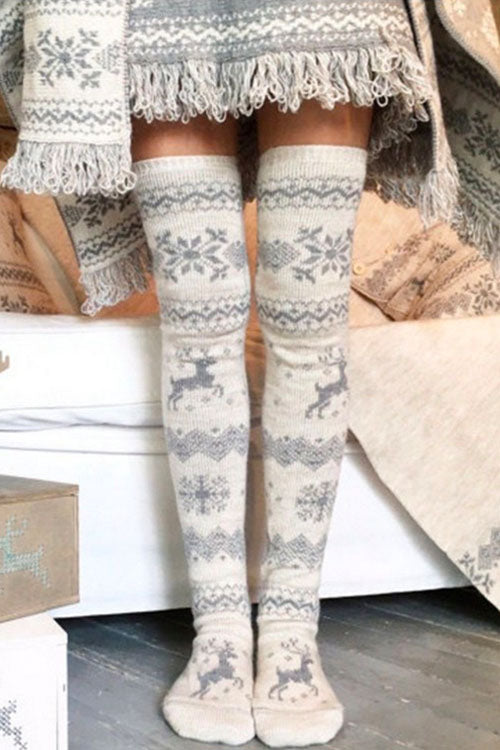 Nikkimoda Christmas Over Knee High Knit Boot Stockings