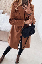 Nikkimoda Notched Lapel Double Breasted Midi Coat