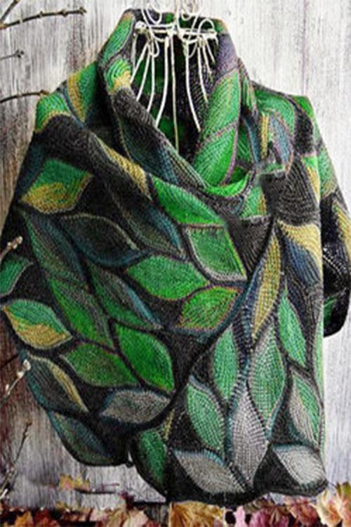 Nikkimoda Vintage Leaf Print Shawl Scarf