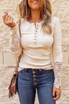 Nikkimoda Lace Splice Buttons Up Shirt(in 3 colors)