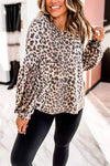 Nikkimoda Crewneck Lantern Sleeve Leopard T Shirt