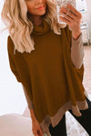 Nikkimoda Cowl Neck Color Block Side Split Sweatshirt