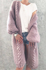 Nikkimoda Open Front Long Chunky Knit Cardigan