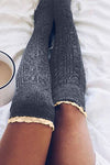 Nikkimoda Lace Trim Knit High Boot Stockings