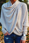 Nikkimoda Shawl Collar Cross Front Sweatshirt