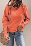 Nikkimoda Crewneck Puff Shoulder Solid Sweatshirt