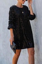 Nikkimoda Puff Sleeve Backless Sequin Dress