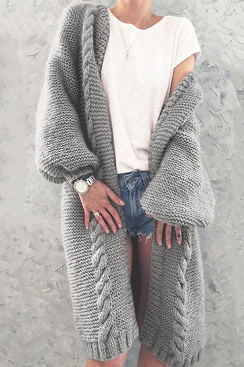 Nikkimoda Open Front Long Chunky Knit Cardigan