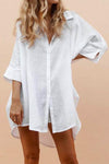 Nikkimoda Hgih Low Bottom Hem Cotton Linen Shirt